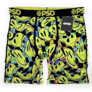 PSD Psycho Smiles Boxer Briefs Mens XL Underwear Hippie Groovy Yellow Black New